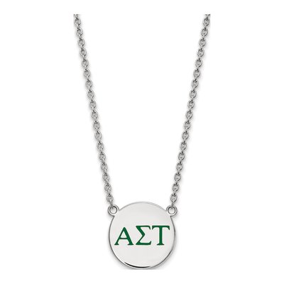 Alpha Sigma Tau Sterling Silver Large Enamel Necklace