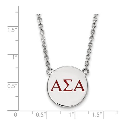 Alpha Sigma Alpha Sterling Silver Sorority Greek Letters Large Color Enamel Necklace – view 2