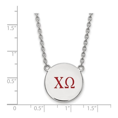 Chi Omega Sterling Silver Large Enamel Necklace – view 2
