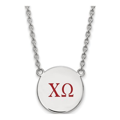 Chi Omega Sterling Silver Large Enamel Necklace