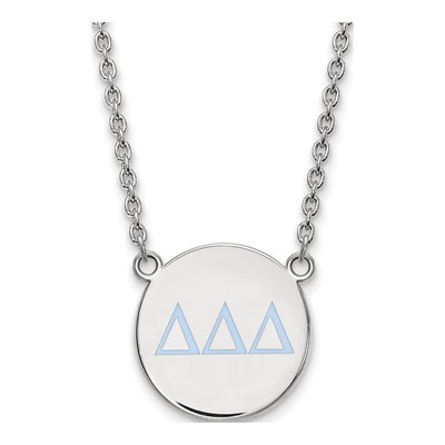 Delta Delta Delta Sterling Silver Large Sorority Pendant Necklace