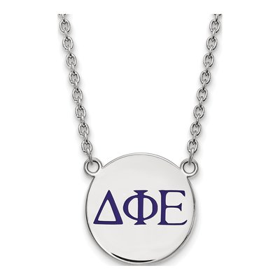 Delta Phi Epsilon Sterling Silver Large Enamel Necklace