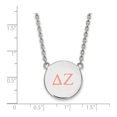 Delta Zeta Sterling Silver Sorority Greek Letters Large Color Enamel Necklace – view 2