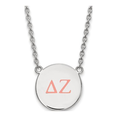 Delta Zeta Sterling Silver Sorority Greek Letters Large Color Enamel Necklace