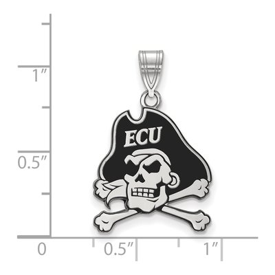 East Carolina University Sterling Silver Large Pirates Enamel Pendant – view 2