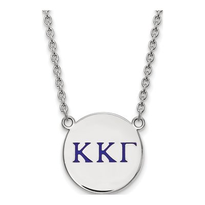 Kappa Kappa Gamma Sterling Silver Large Enamel Pendant Necklace