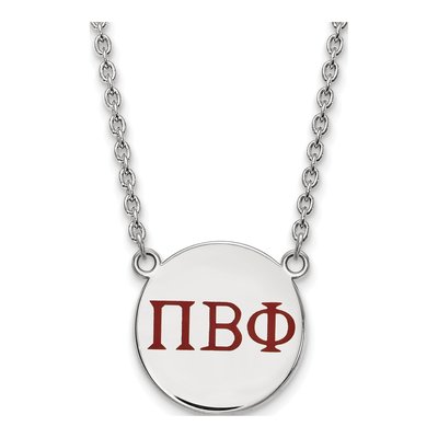 Pi Beta Phi Sterling Silver Large Enamel Necklace