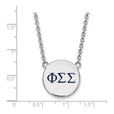 Phi Sigma Sigma Sterling Silver Sorority Greek Letters Large Color Enamel Necklace – view 2