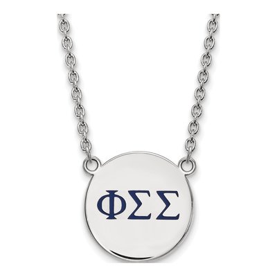 Phi Sigma Sigma Sterling Silver Sorority Greek Letters Large Color Enamel Necklace