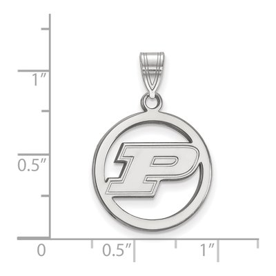 Purdue University Sterling Silver Medium Letter P Pendant – view 2