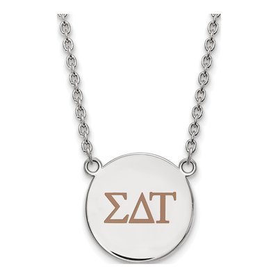 Sigma Delta Tau Sterling Silver Sorority Greek Letters Large Color Enamel Necklace