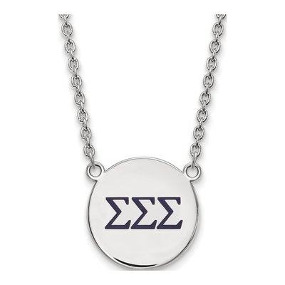 Sigma Sigma Sigma Sterling Silver Large Tri Enamel Necklace