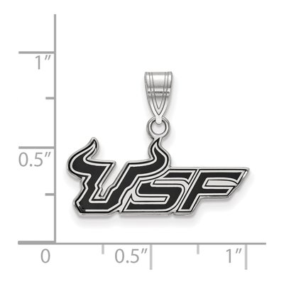 University of South Florida Sterling Silver Medium USF Bulls Enameled Pendant – view 2
