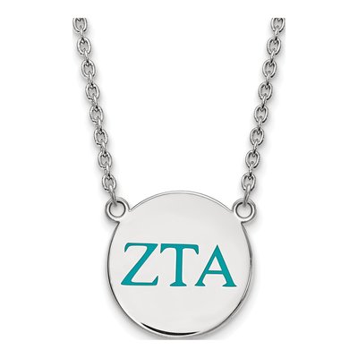 Zeta Tau Alpha Sterling Silver Large Enamel Necklace