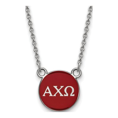 Alpha Chi Omega Sterling Silver Sorority Greek Letters Small Color Enamel Necklace