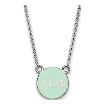 Alpha Epsilon Phi Sterling Silver Sorority Greek Letters Extra Small Color Necklace