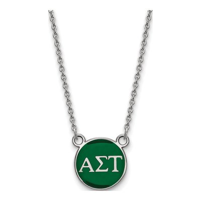 Alpha Sigma Tau Sterling Silver Sorority Greek Letters Small Color Enamel Necklace