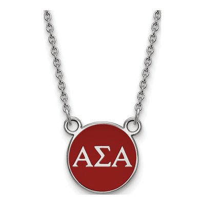 Alpha Sigma Alpha Sterling Silver Sorority Greek Letters Small Color Enamel Necklace