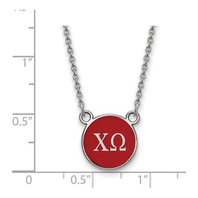 Chi Omega Sterling Silver Sorority Greek Letters Small Color Enamel Necklace – view 2