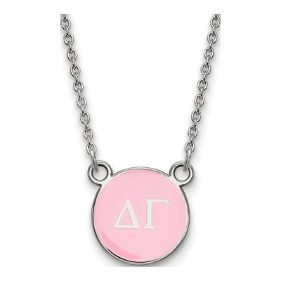 Delta Gamma Sterling Silver Sorority Greek Letters Small Color Enamel Necklace