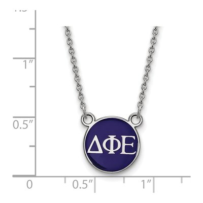 Delta Phi Epsilon Sterling Silver Sorority Greek Letters Small Color Enamel Necklace – view 2