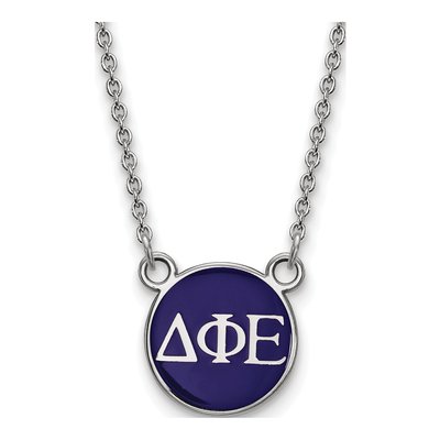 Delta Phi Epsilon Sterling Silver Sorority Greek Letters Small Color Enamel Necklace