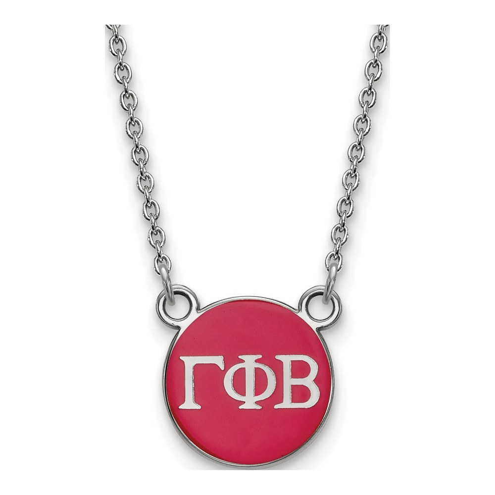Gamma Phi Beta Sterling Silver Sorority Greek Letters Small Color Enamel Necklace