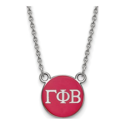 Gamma Phi Beta Sterling Silver Sorority Greek Letters Small Color Enamel Necklace