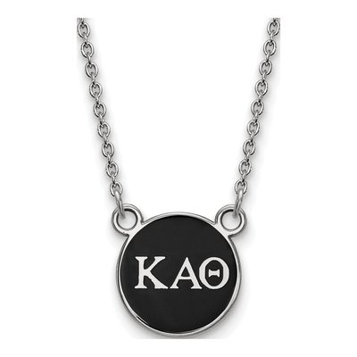 Kappa Alpha Theta Sterling Silver Sorority Greek Letters Small Color Enamel Necklace