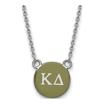 Kappa Delta Sterling Silver Sorority Greek Letters Small Color Enamel Necklace