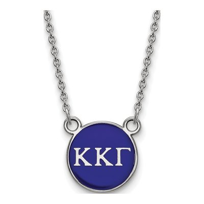 Kappa Kappa Gamma Sterling Silver Sorority Greek Letters Small Color Enamel Necklace