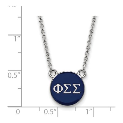 Phi Sigma Sigma Sterling Silver Sorority Greek Letters Small Color Enamel Necklace – view 2