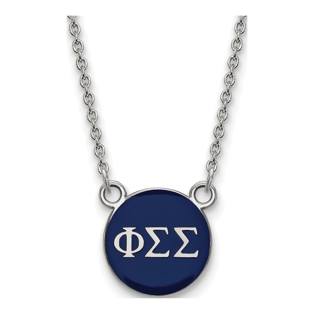 Phi Sigma Sigma Sterling Silver Sorority Greek Letters Small Color Enamel Necklace