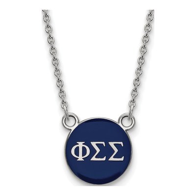 Phi Sigma Sigma Sterling Silver Sorority Greek Letters Small Color Enamel Necklace