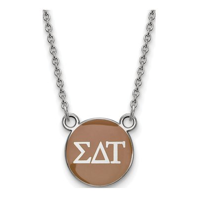 Sigma Delta Tau Sterling Silver Sorority Greek Letters Small Color Enamel Necklace