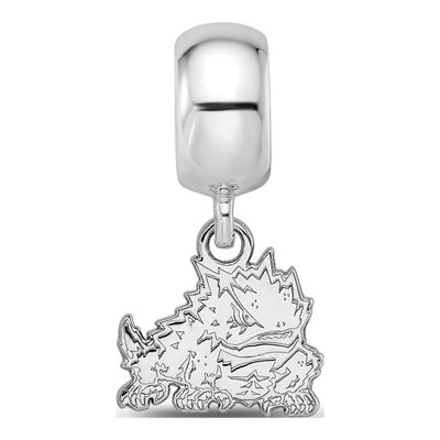 Texas Christian University Sterling Silver Small TCU Horned Frog Dangle Bead – view 3