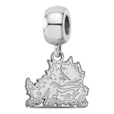 Texas Christian University Sterling Silver Small TCU Horned Frog Dangle Bead