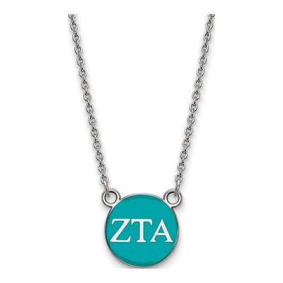 Zeta Tau Alpha Sterling Silver Sorority Greek Letters Small Color Enamel Necklace