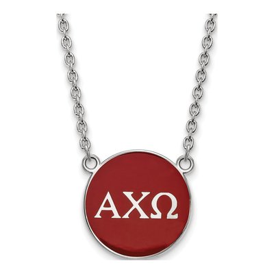 Alpha Chi Omega Sterling Silver Sorority Greek Letters Large Color Enamel Necklace