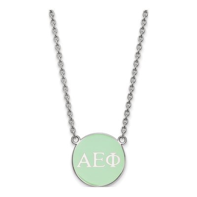 Alpha Epsilon Phi Sterling Silver Small Aephi Enamel Necklace
