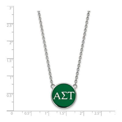 Alpha Sigma Tau Sterling Silver Sorority Greek Letters Large Color Enamel Pendant Necklace – view 2