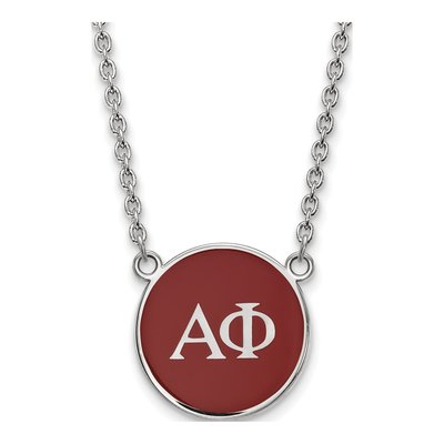 Alpha Phi Sterling Silver Large Enamel Pendant Necklace