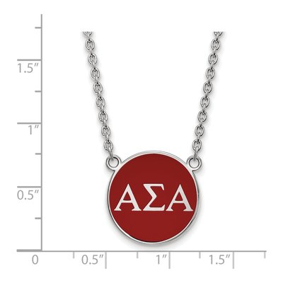 Alpha Sigma Alpha Sterling Silver Sorority Greek Letters Large Color Enamel Necklace – view 2