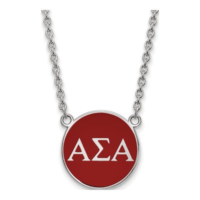 Alpha Sigma Alpha Sterling Silver Sorority Greek Letters Large Color Enamel Necklace