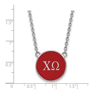 Chi Omega Sterling Silver Large Enamel Pendant Necklace – view 2