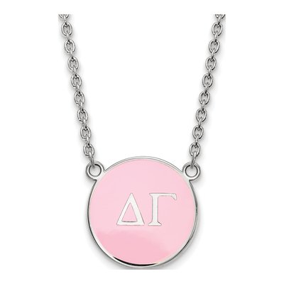 Delta Gamma Sterling Silver Large Enamel Pendant Necklace