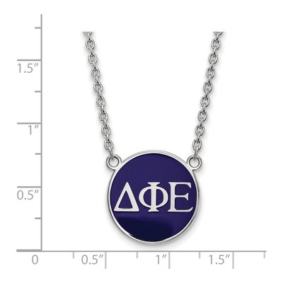 Delta Phi Epsilon Sterling Silver Sorority Greek Letters Large Color Enamel Necklace – view 2