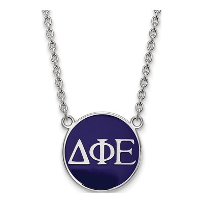 Delta Phi Epsilon Sterling Silver Sorority Greek Letters Large Color Enamel Necklace
