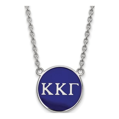 Kappa Kappa Gamma Sterling Silver Sorority Greek Letters Large Color Enamel Necklace