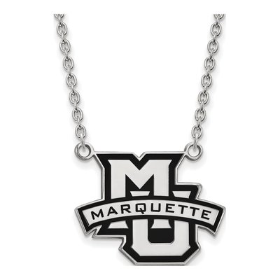 Marquette University Sterling Silver Large Enameled Pendant Necklace